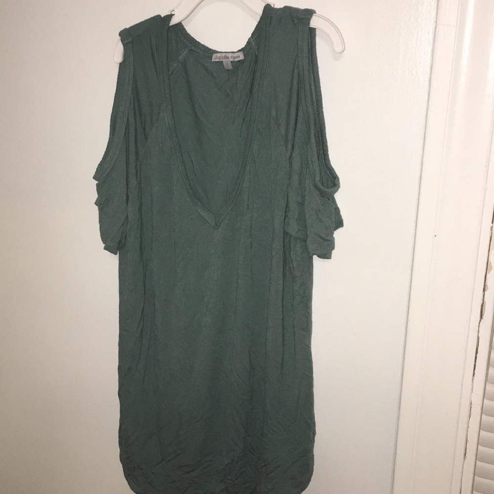 Turquoise cold shoulder shirt